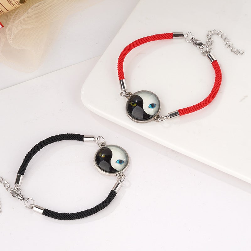 Fashion Sun And Moon Lovers Stainless Steel Time Gem Woven Bracelet Valentine'S Day Couple Bracelet Moon Bracelet - Image 1